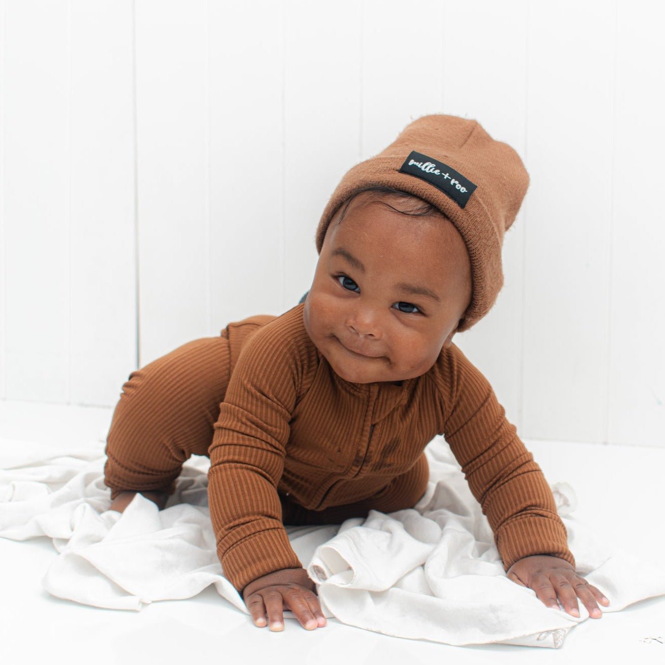 ZIP ROMPER - Bark Ribbed - Tenth & Pine - zip rompers - ribbed - 0/3m