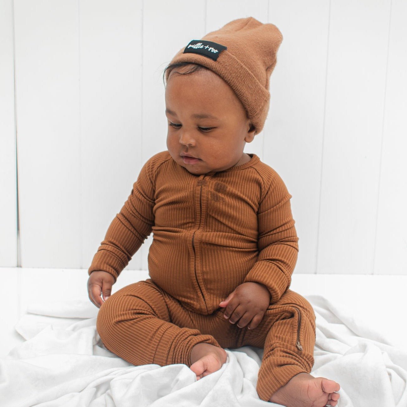 ZIP ROMPER - Bark Ribbed - Tenth & Pine - zip rompers - ribbed - 0/3m