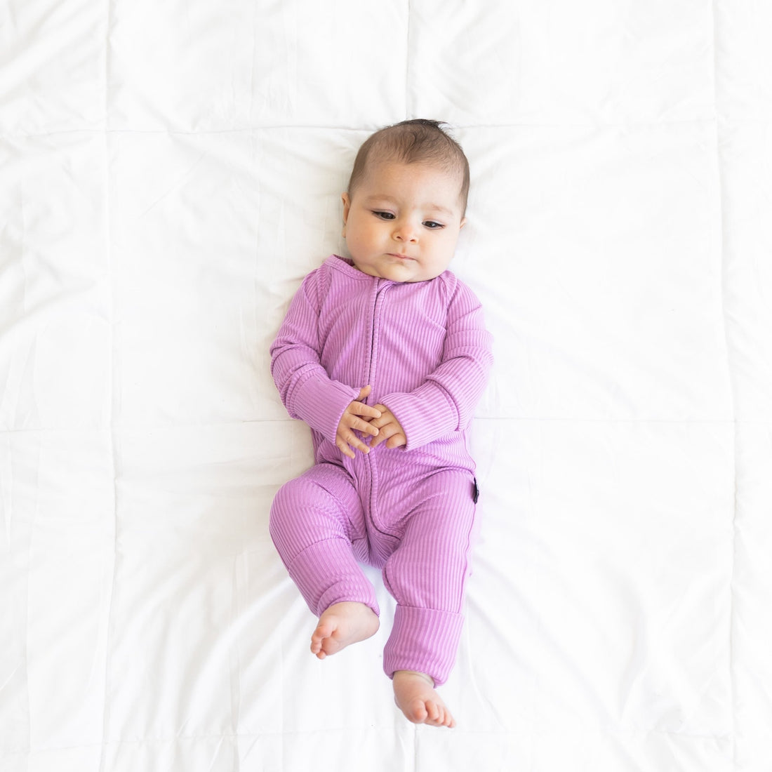 ZIP ROMPER - Lilac Ribbed - Tenth & Pine - zip rompers - ribbed - 0/3m