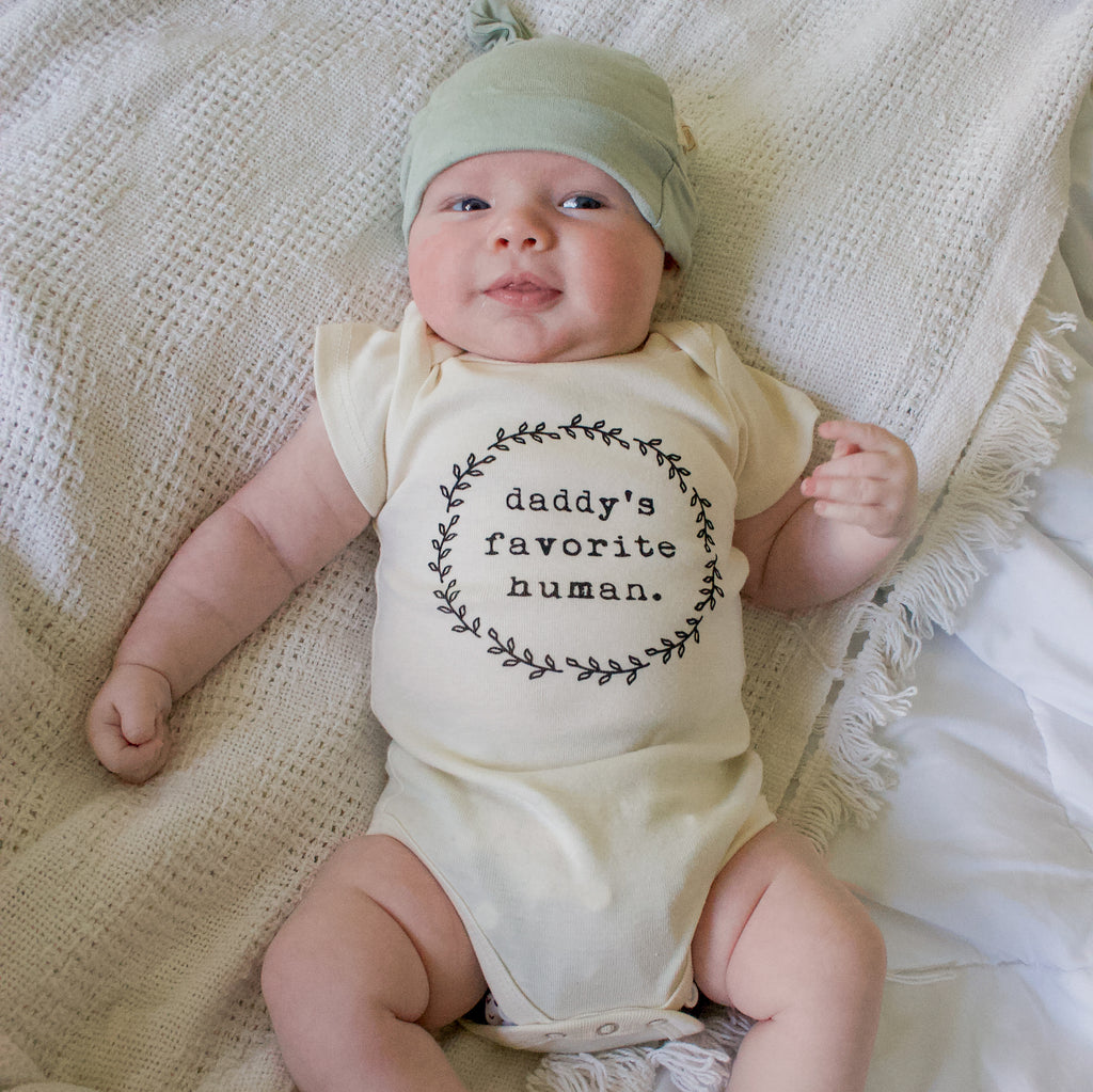 Daddy's Favorite Human - Organic Bodysuit - Black - Tenth and Pine - Organic Baby Clothes
