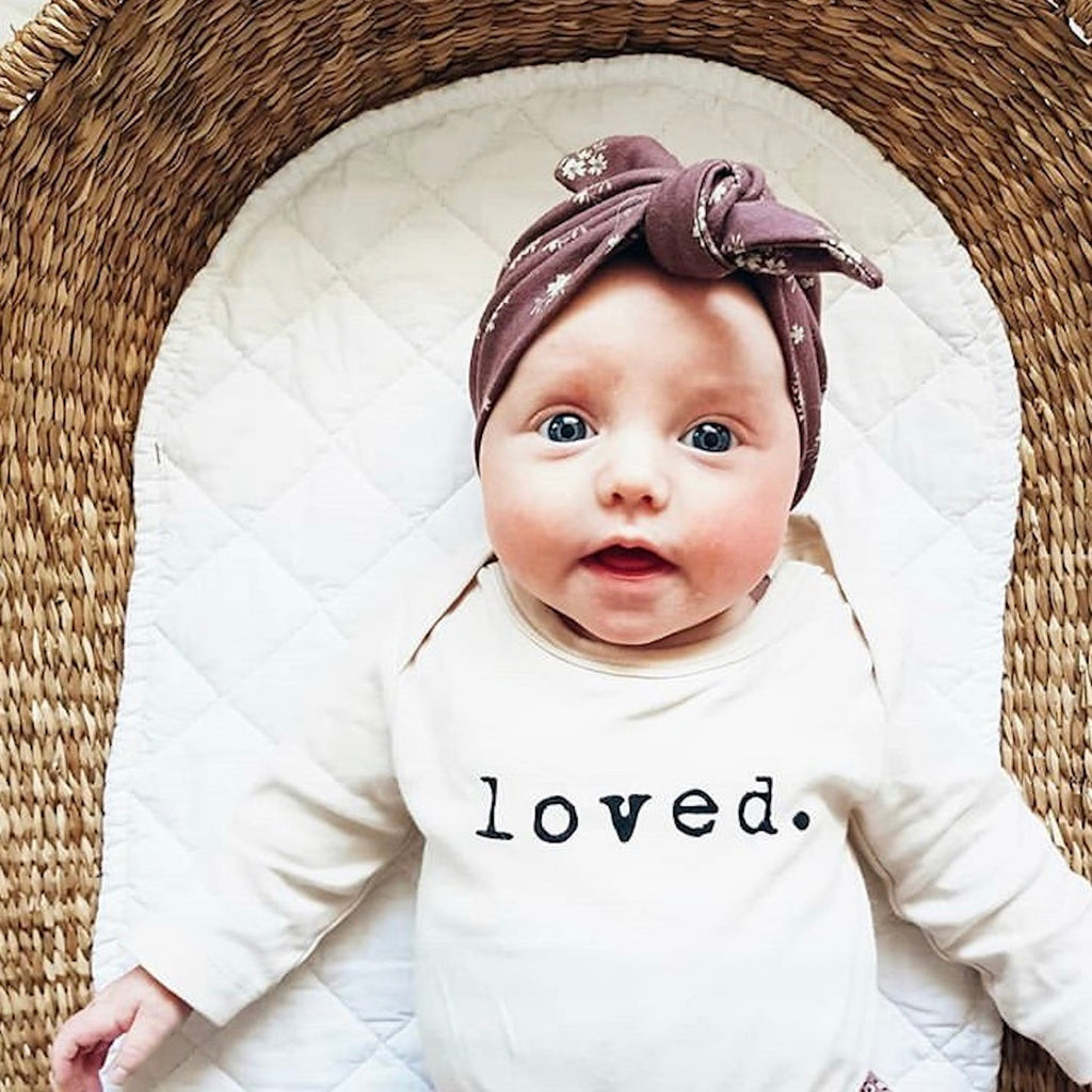 Loved. - Organic Bodysuit - Long Sleeve - Black - Tenth and Pine - Organic Baby Clothes