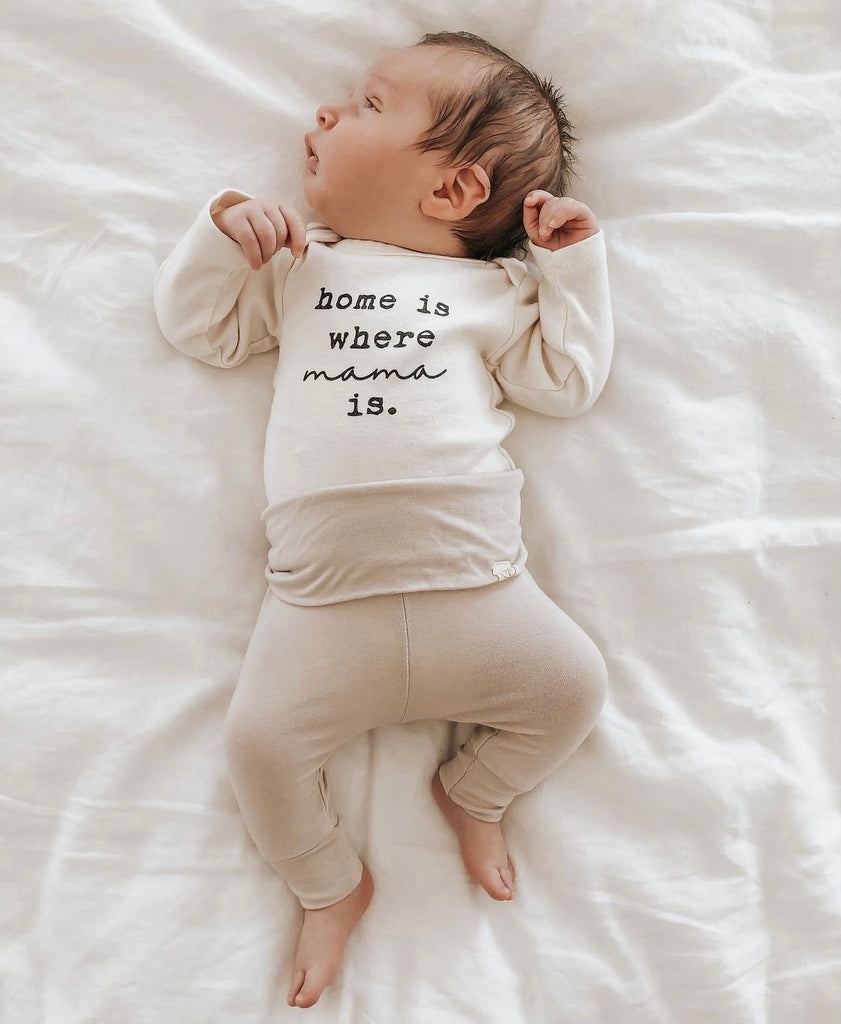 Home is Where Mama Is - Organic Bodysuit - Long Sleeve - Black - Tenth and Pine - Organic Baby Clothes