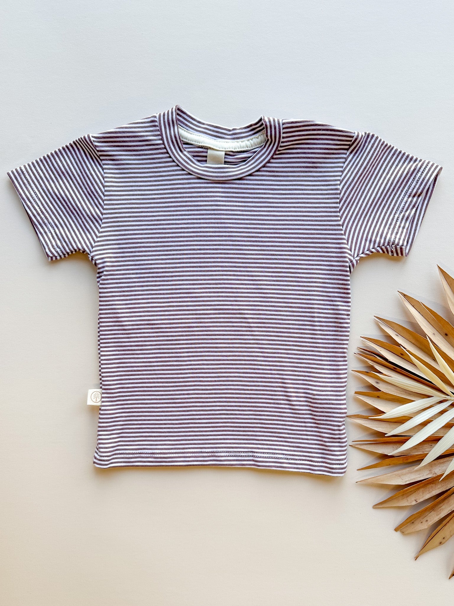 0/3m, 3/6m, 6/12m | Short Sleeve Essential Tee | Plum Stripe | Bamboo Organic Cotton - Tenth &amp; Pine - Bamboo Tee