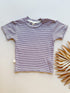 0/3m, 3/6m, 6/12m | Short Sleeve Essential Tee | Plum Stripe | Bamboo Organic Cotton - Tenth & Pine - Bamboo Tee