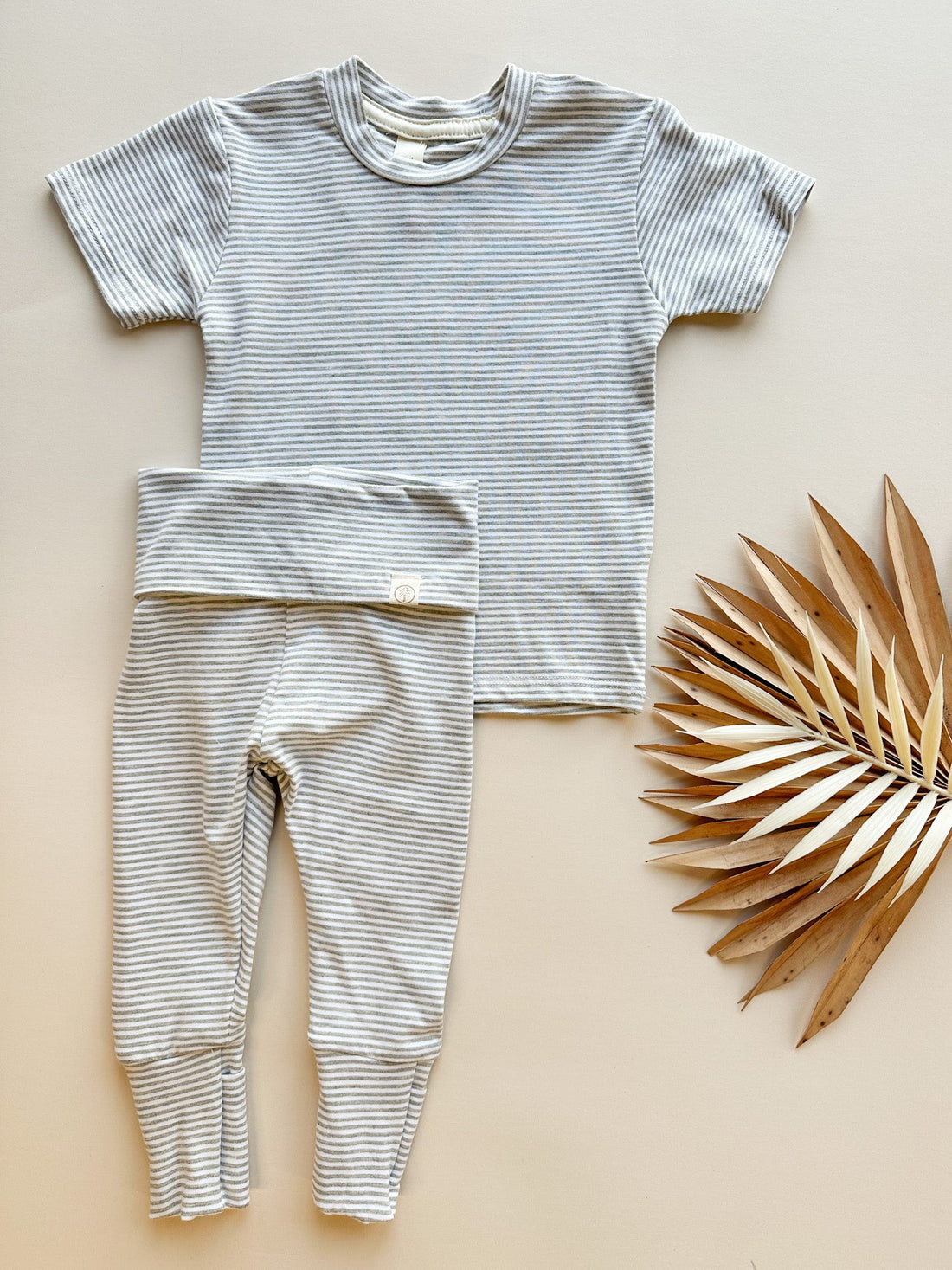 0/3m, 3/6m | Baby Short Sleeve Essential Tee | Gray Stripe | Bamboo Organic Cotton - Tenth &amp; Pine - Bamboo Tee