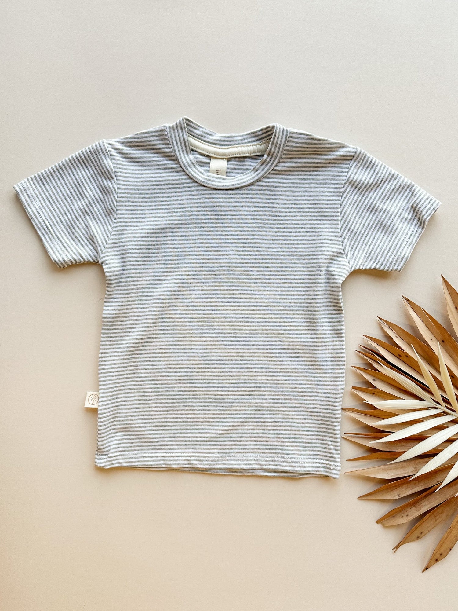 0/3m, 3/6m | Baby Short Sleeve Essential Tee | Gray Stripe | Bamboo Organic Cotton - Tenth &amp; Pine - Bamboo Tee