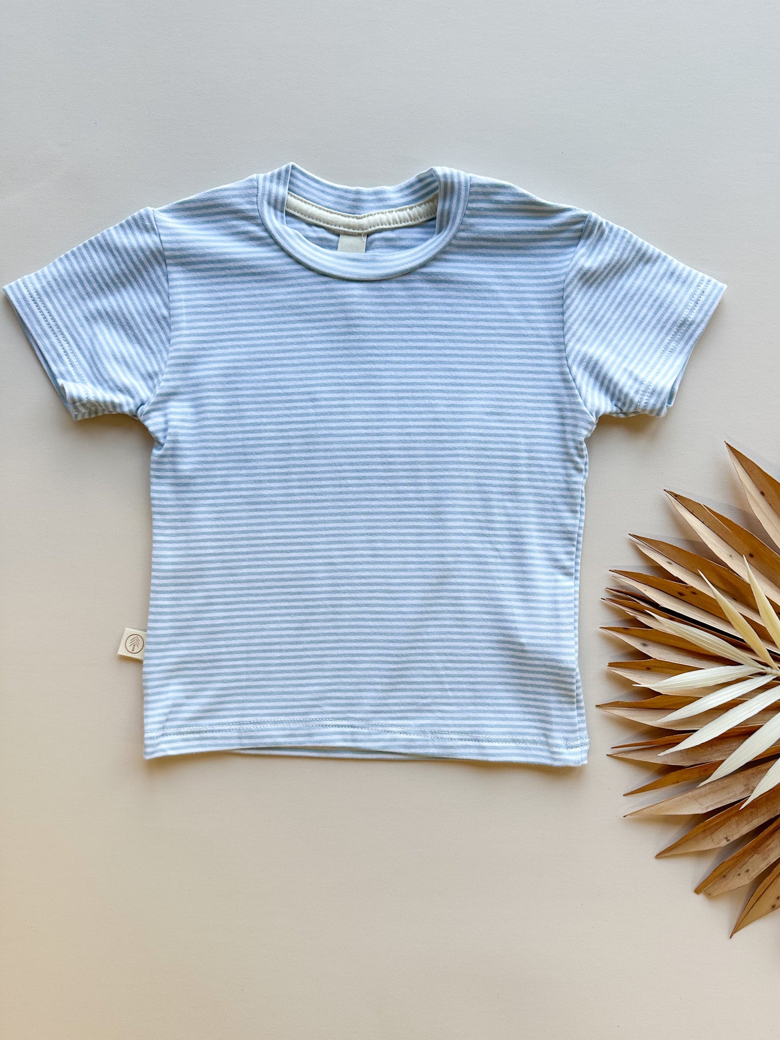 0/3m, 3/6m | Baby Short Sleeve Essential Tee | Light Blue Stripe | Bamboo Organic Cotton - Tenth &amp; Pine - Bamboo Tee