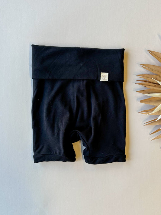 0/3m Fold - Over Shorties | Baby & Toddler | Luxury Bamboo | Black - Tenth & Pine - Shorts - 0 - 3M