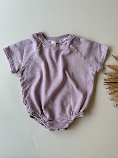 0/3m Baby Bubble Romper | Lavender | Organic Cotton Fleece - Tenth &amp; Pine - Short Sleeve Romper