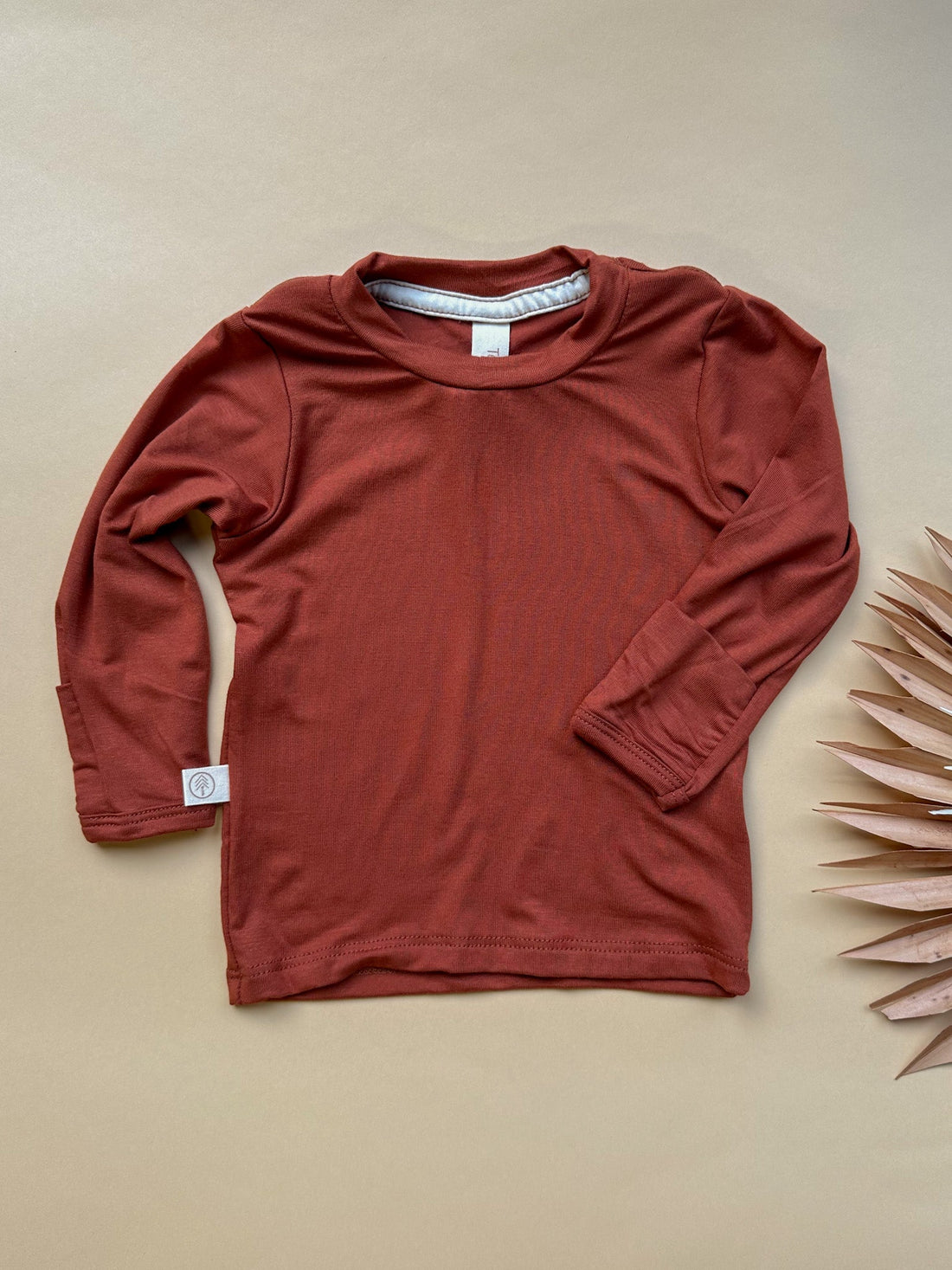 0/3m Baby Long Sleeve Essential Tee | Chestnut | Bamboo - Tenth &amp; Pine - Bamboo Long Sleeve Tee