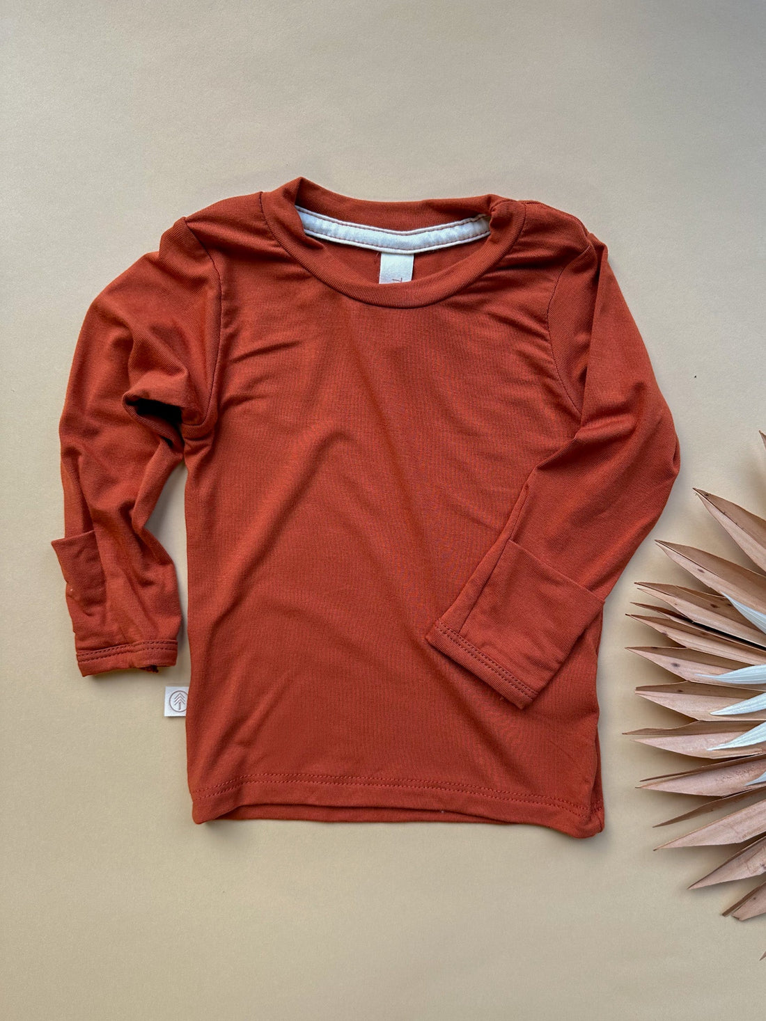 0/3m Baby Long Sleeve Essential Tee | Rust | Bamboo - Tenth &amp; Pine - Bamboo Long Sleeve Tee