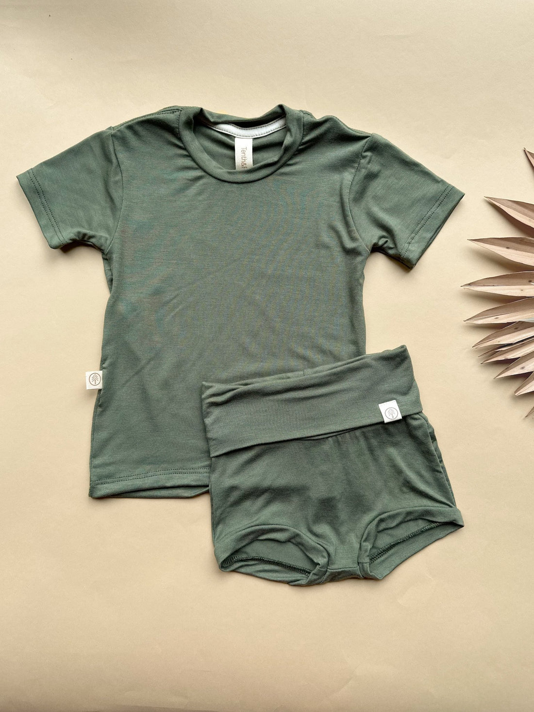 0/3m | Baby Short Sleeve Essential Tee in Pine | Bamboo - Tenth &amp; Pine - Bamboo Tee