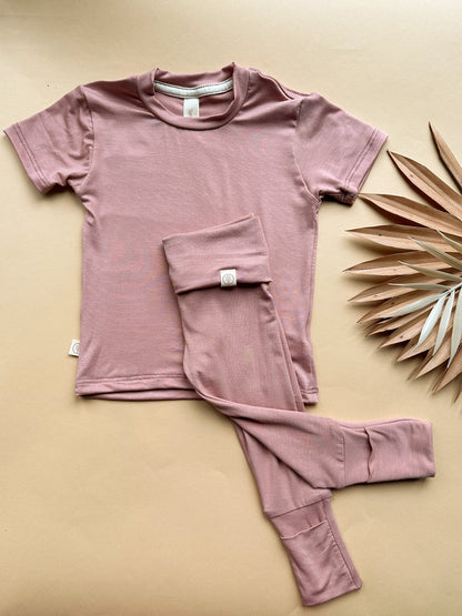 0/3m | Baby Short Sleeve Essential Tee | Rosewood | Bamboo - Tenth &amp; Pine - Bamboo Tee