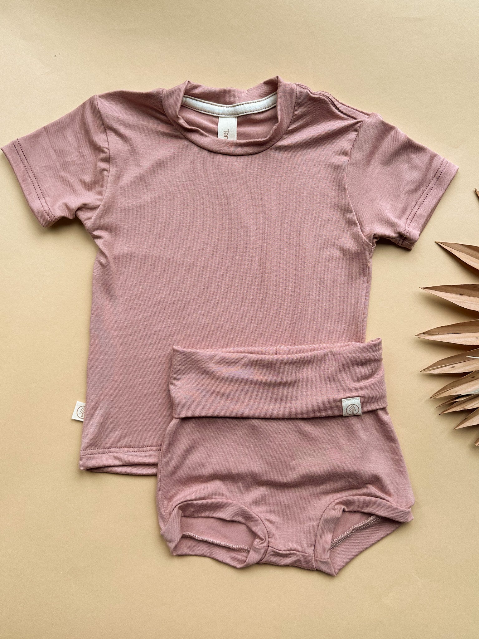 0/3m | Baby Short Sleeve Essential Tee | Rosewood | Bamboo - Tenth &amp; Pine - Bamboo Tee