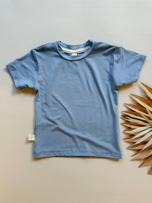 0/3m Crew Neck Essential Tee | Baby & Toddler | Luxury Bamboo | Dusty Blue - Tenth & Pine - Bamboo Tee - 0 - 3M