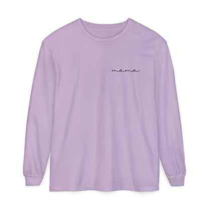 mama. in Cursive T-shirt | Adult Long Sleeve Tee