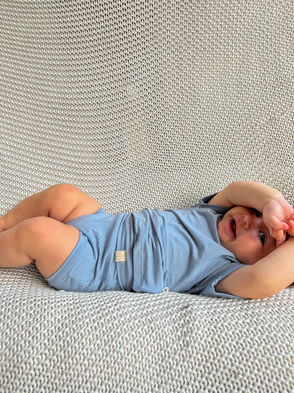 12/24m 2/3t Fold - Over Bloomers | Baby &amp; Toddler | Luxury Bamboo | Dusty Blue - Tenth &amp; Pine - Bloomers