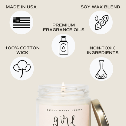 Girl Mom Soy Candle - Clear Jar - 9 oz (Wildflowers and Salt)