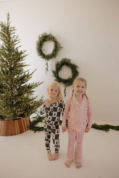 Bamboo Two Piece Pajamas | Christmas Tree Checkerboard