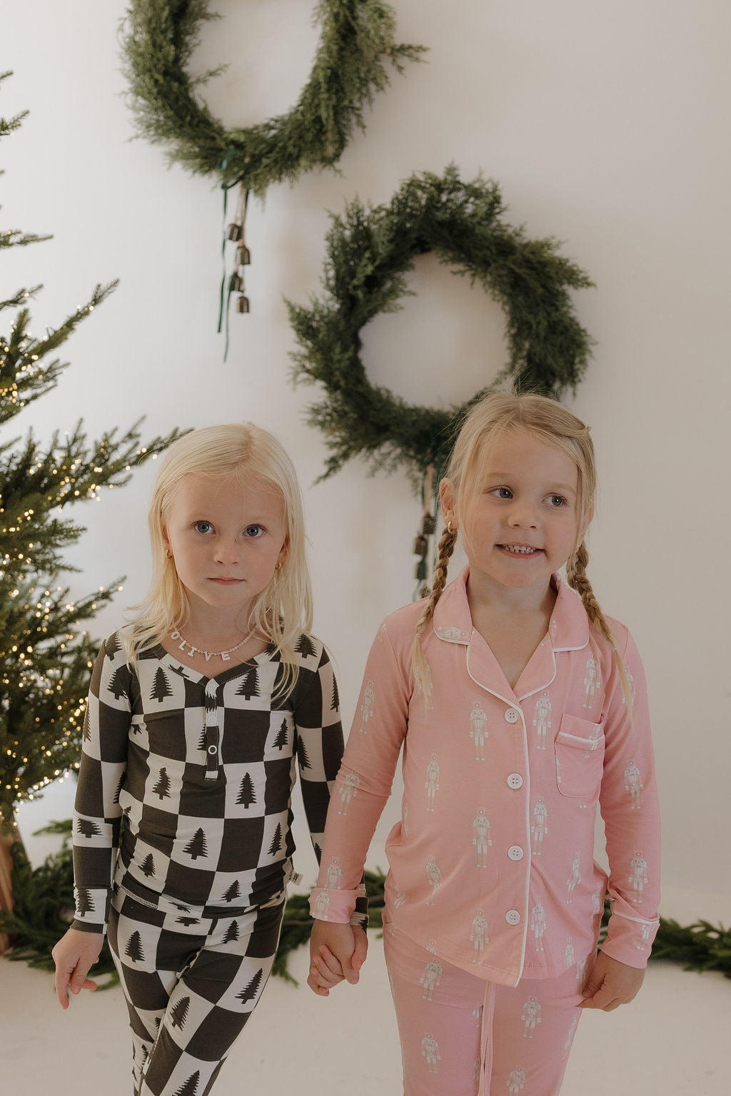 Bamboo Two Piece Pajamas | Christmas Tree Checkerboard