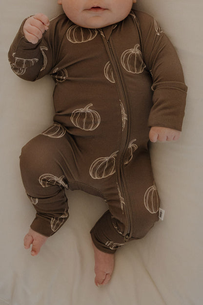 Bamboo Zip Pajamas | Brown Pumpkin