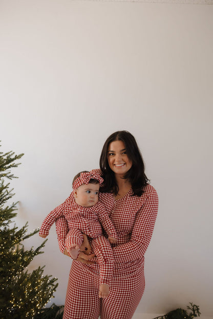Bamboo Zip Pajamas | Red Gingham