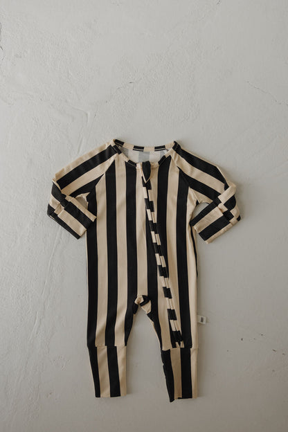 Bamboo Zip Pajamas | Midnight Stripe