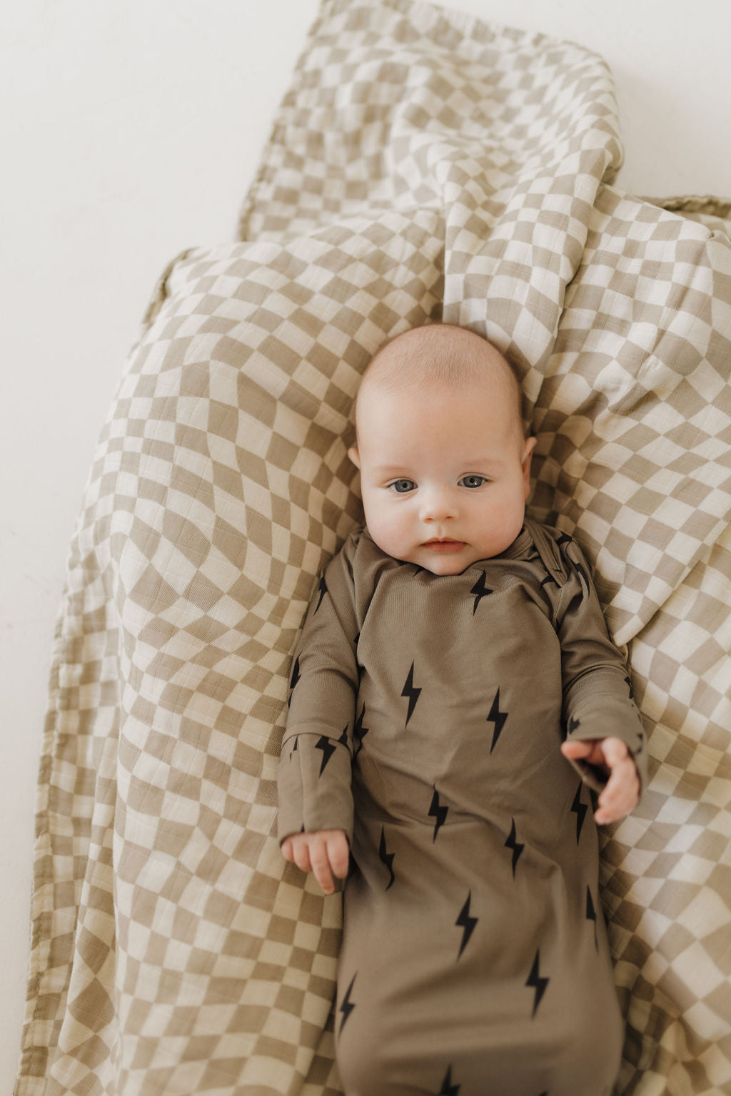 Bamboo Knotted Gown | Brown &amp; Black Lightning Bolt