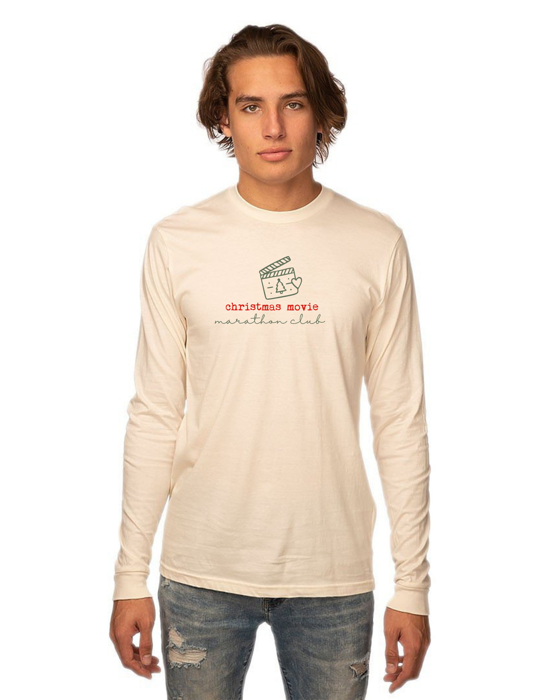 PREORDER Christmas Movie Marathon Club Organic Cotton Long Sleeve Adult Tee