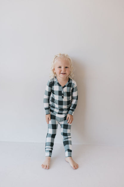 Bamboo Two Piece Pajamas | Evergreen Gingham