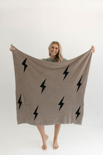 Plush Blanket | Brown Lightning Bolt