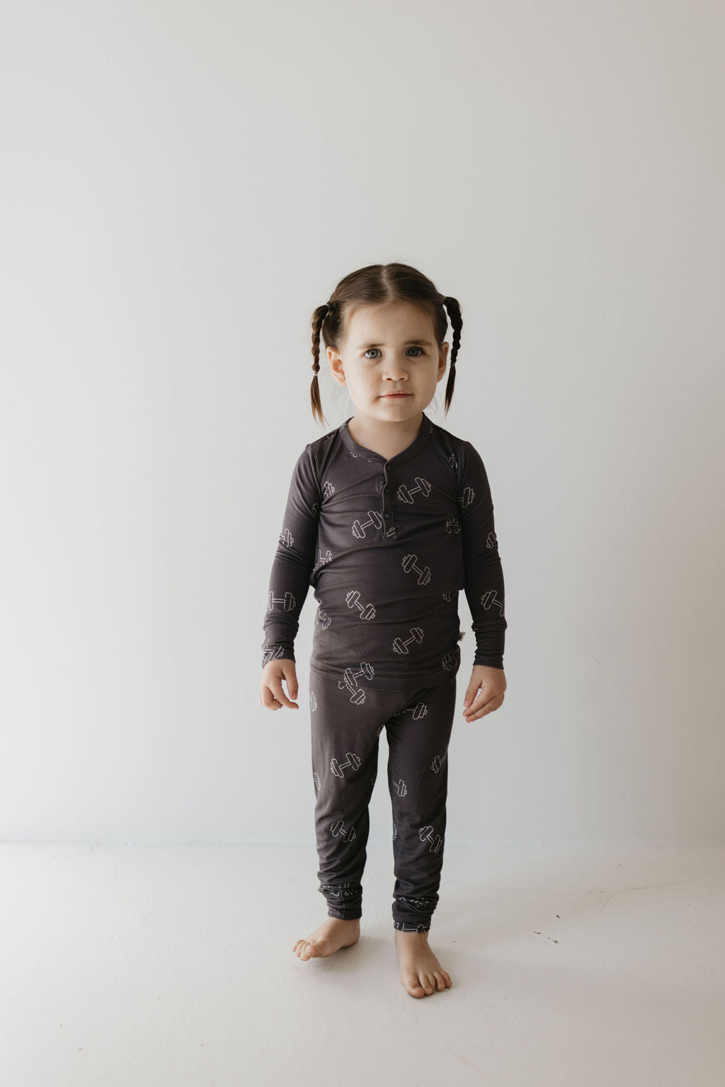 Bamboo Two Piece Pajamas | Charcoal Arm Day