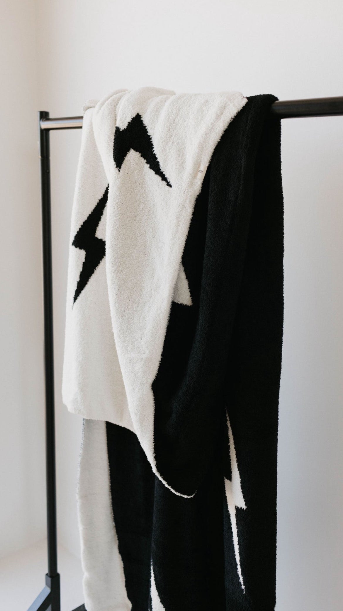 Plush Blanket | Black &amp; White Lightning Bolt