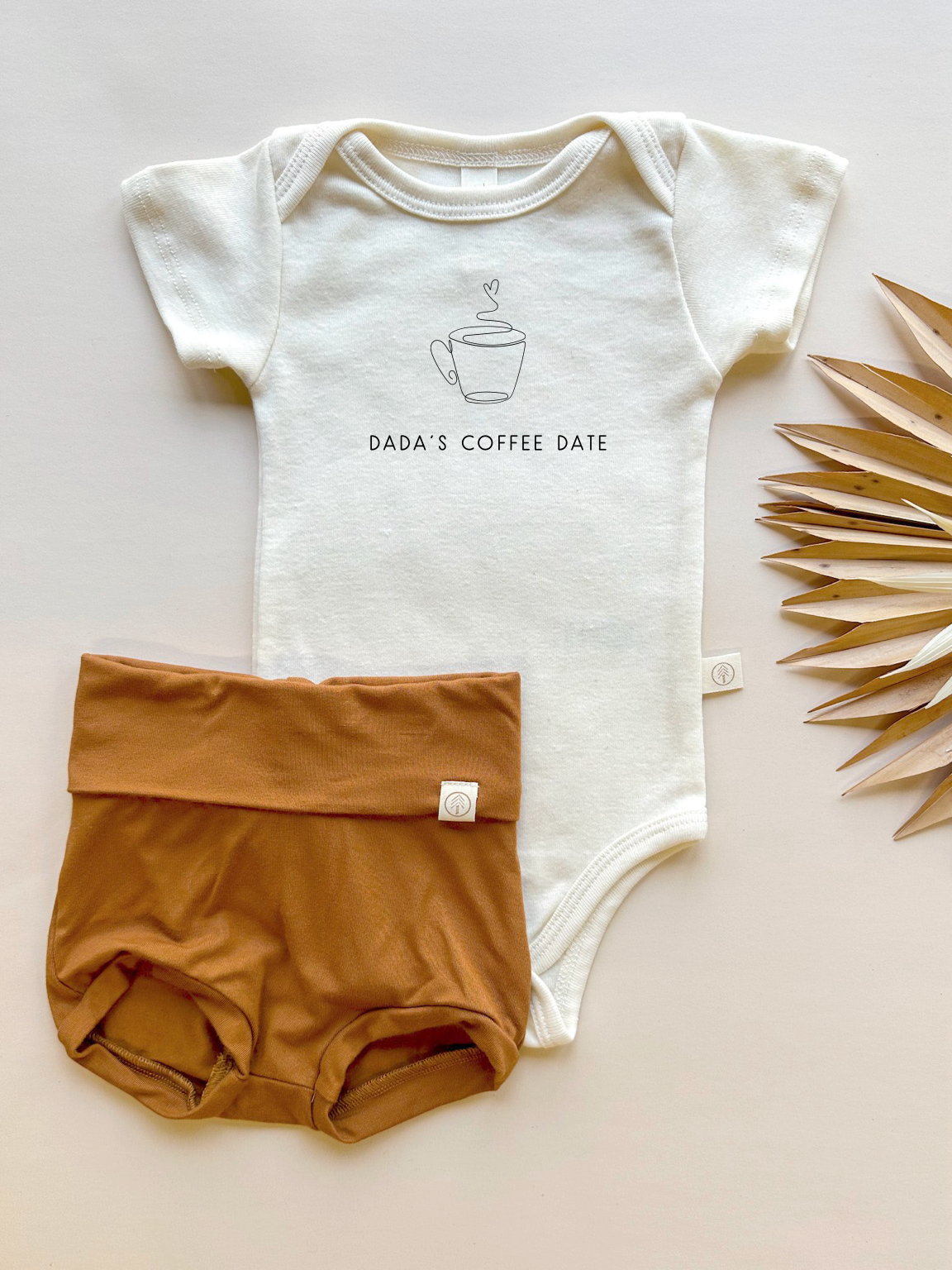 Dadas Coffee Date | Bamboo Fold Over Bloomers and Organic Cotton Bodysuit Set | Ginger