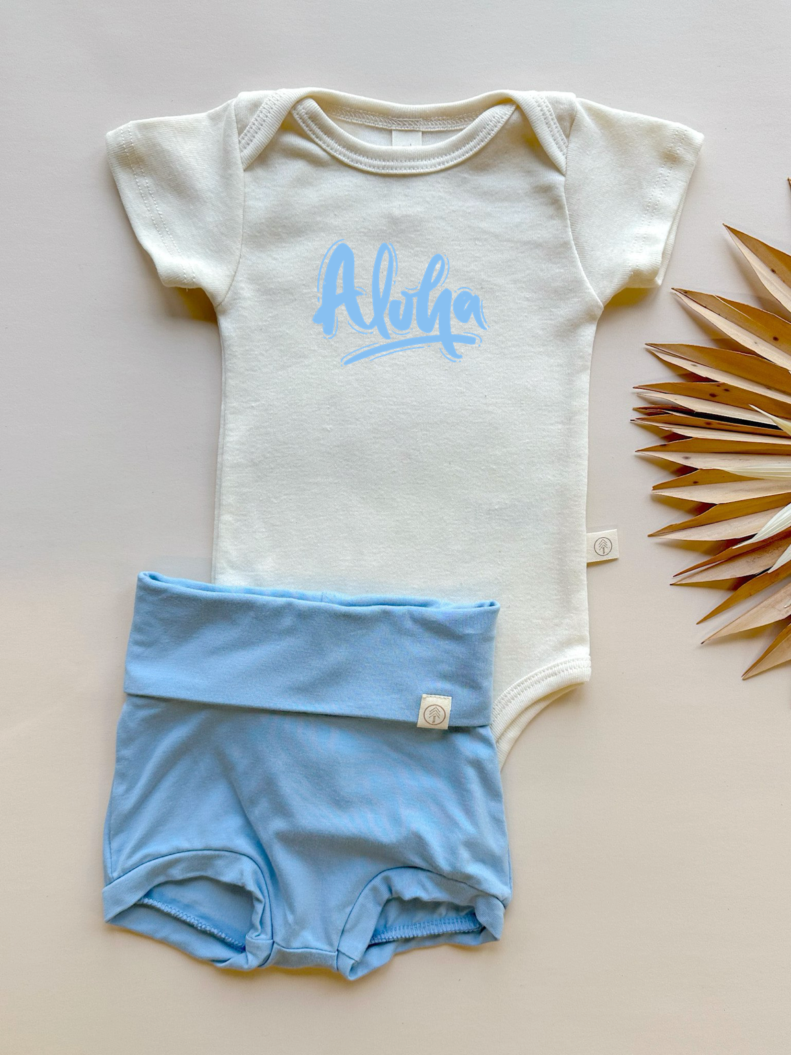 Aloha | Bamboo Fold Over Bloomers and Organic Cotton Bodysuit Set | Ocean