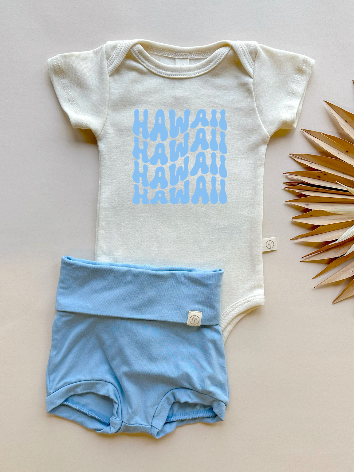 Hawaii | Bamboo Fold Over Bloomers and Organic Cotton Bodysuit Set | Ocean