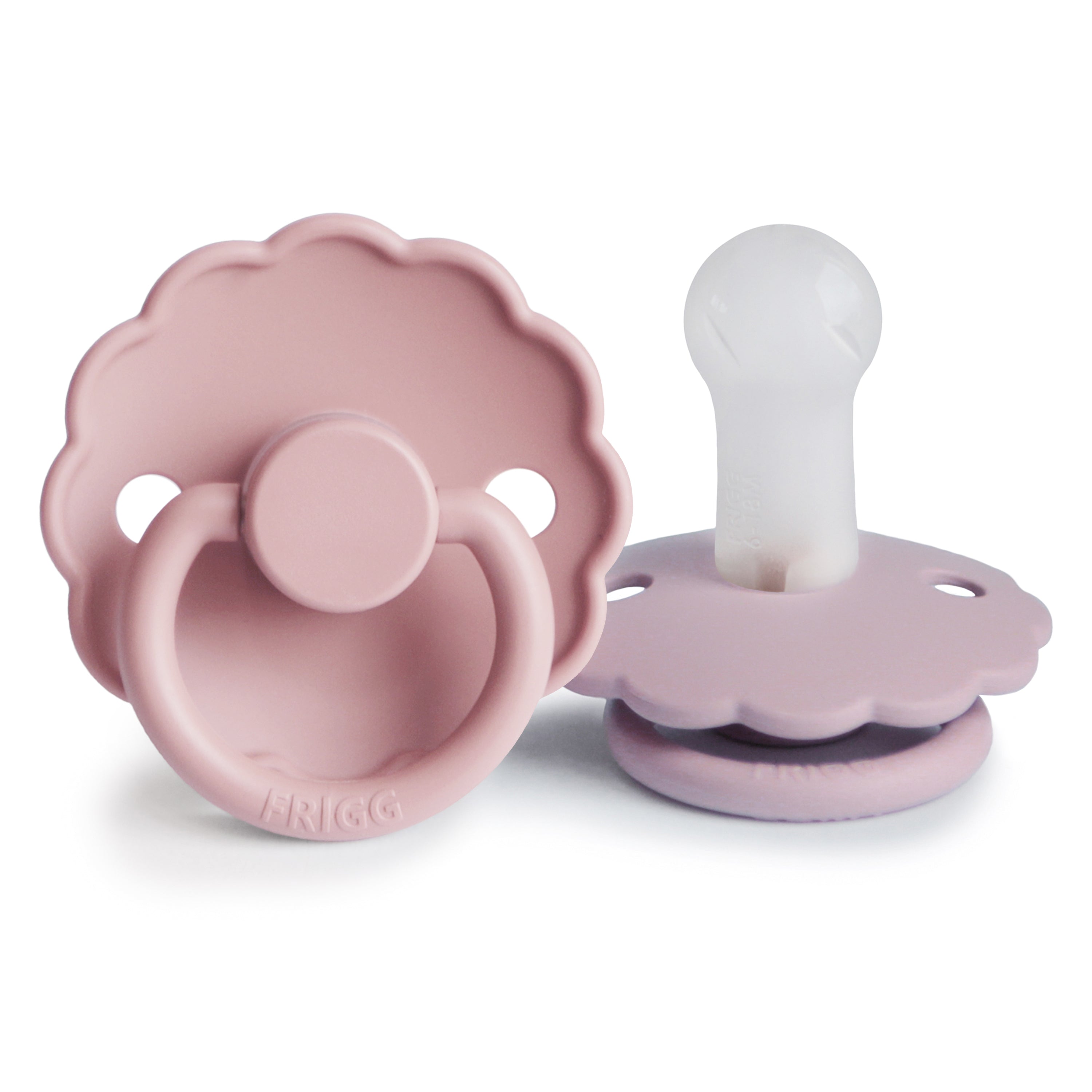 FRIGG Daisy Silicone Pacifier 2 - Pack - Tenth &amp; Pine - FRIGG PACIFIERS - 6 - 18 months - Baby Pink/Soft Lilac