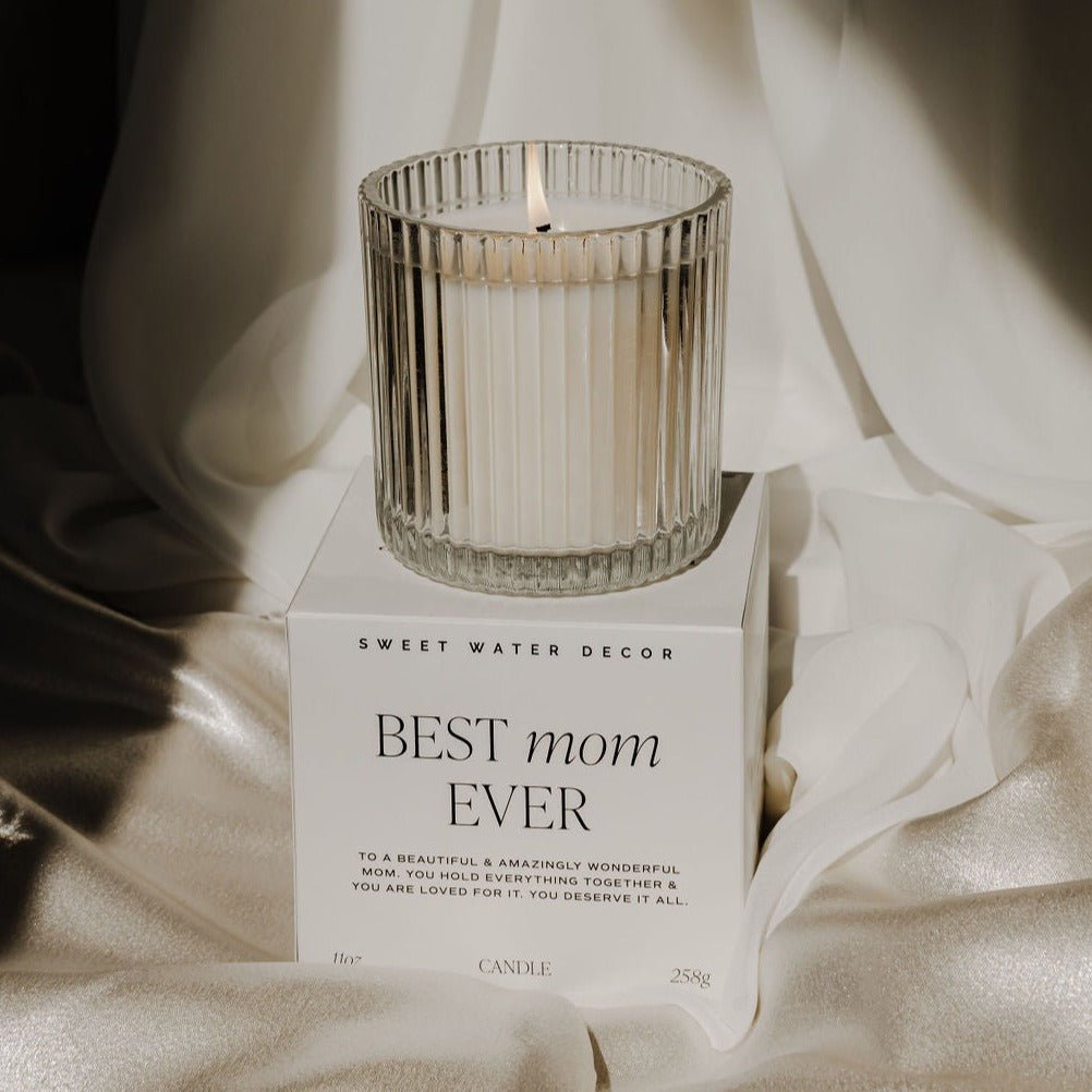 Best Mom Ever Soy Candle - Ribbed Glass Jar with Box - 12 oz