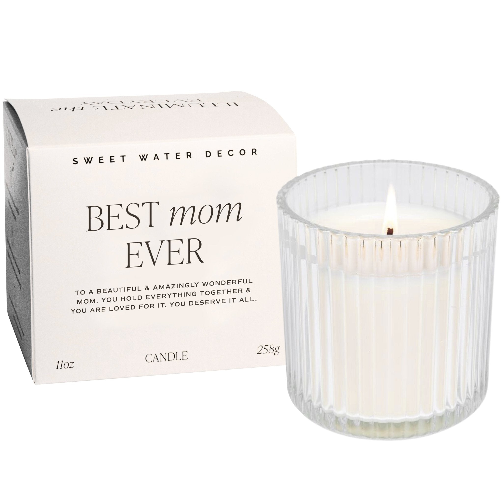 Best Mom Ever Soy Candle - Ribbed Glass Jar with Box - 12 oz