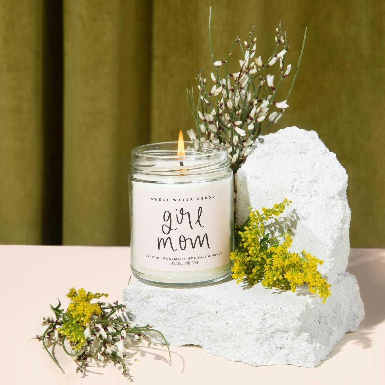 Girl Mom Soy Candle - Clear Jar - 9 oz (Wildflowers and Salt)