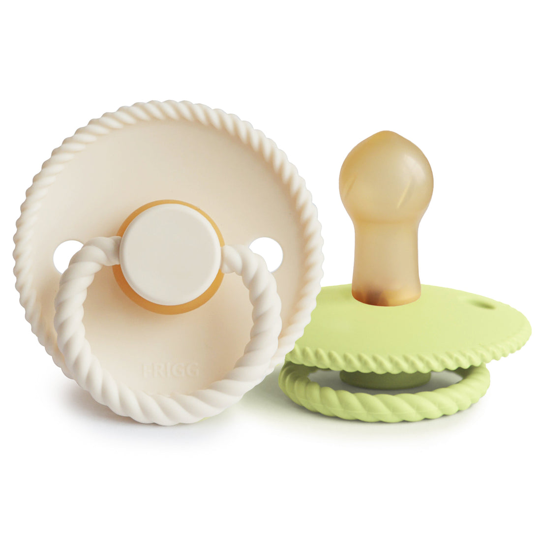 FRIGG Rope Natural Rubber Pacifier 2 - Pack - Tenth &amp; Pine - FRIGG PACIFIERS - 0 - 6 months - Cream/Green Tea