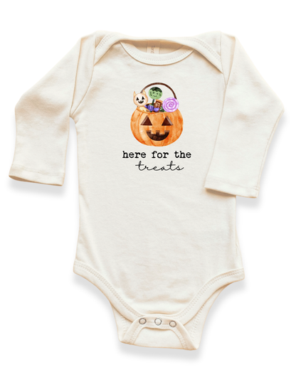 Here For The Treats Organic Bodysuit Long Sleeve