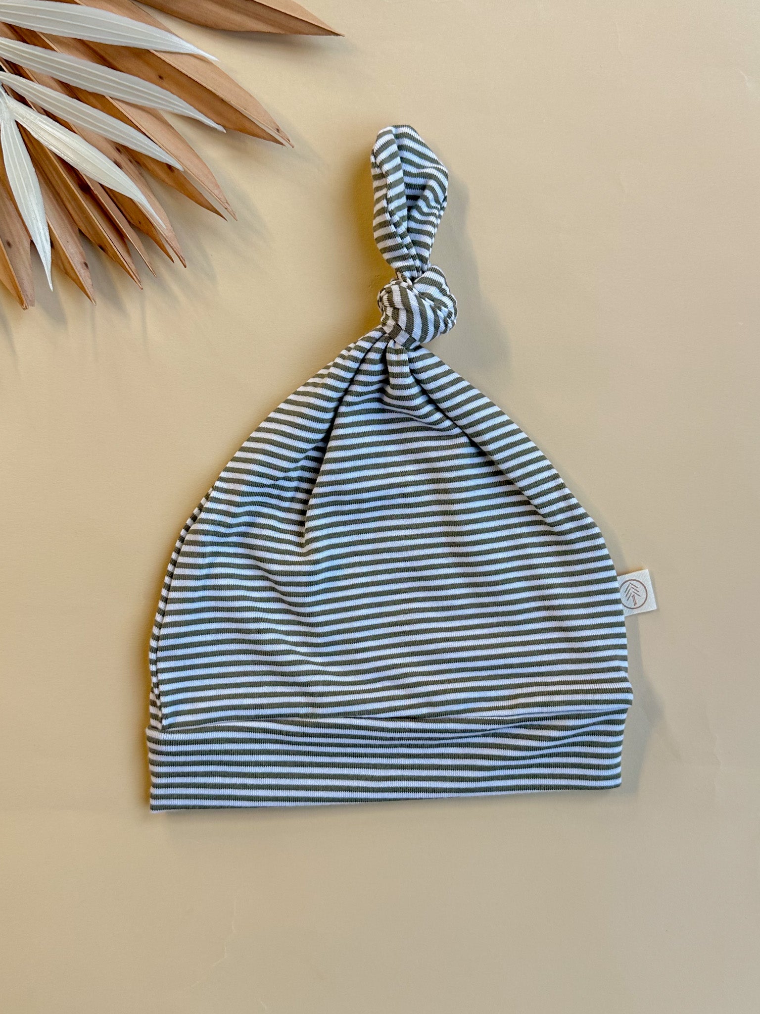Top Knot Hat | Olive Stripe | Bamboo Organic Cotton