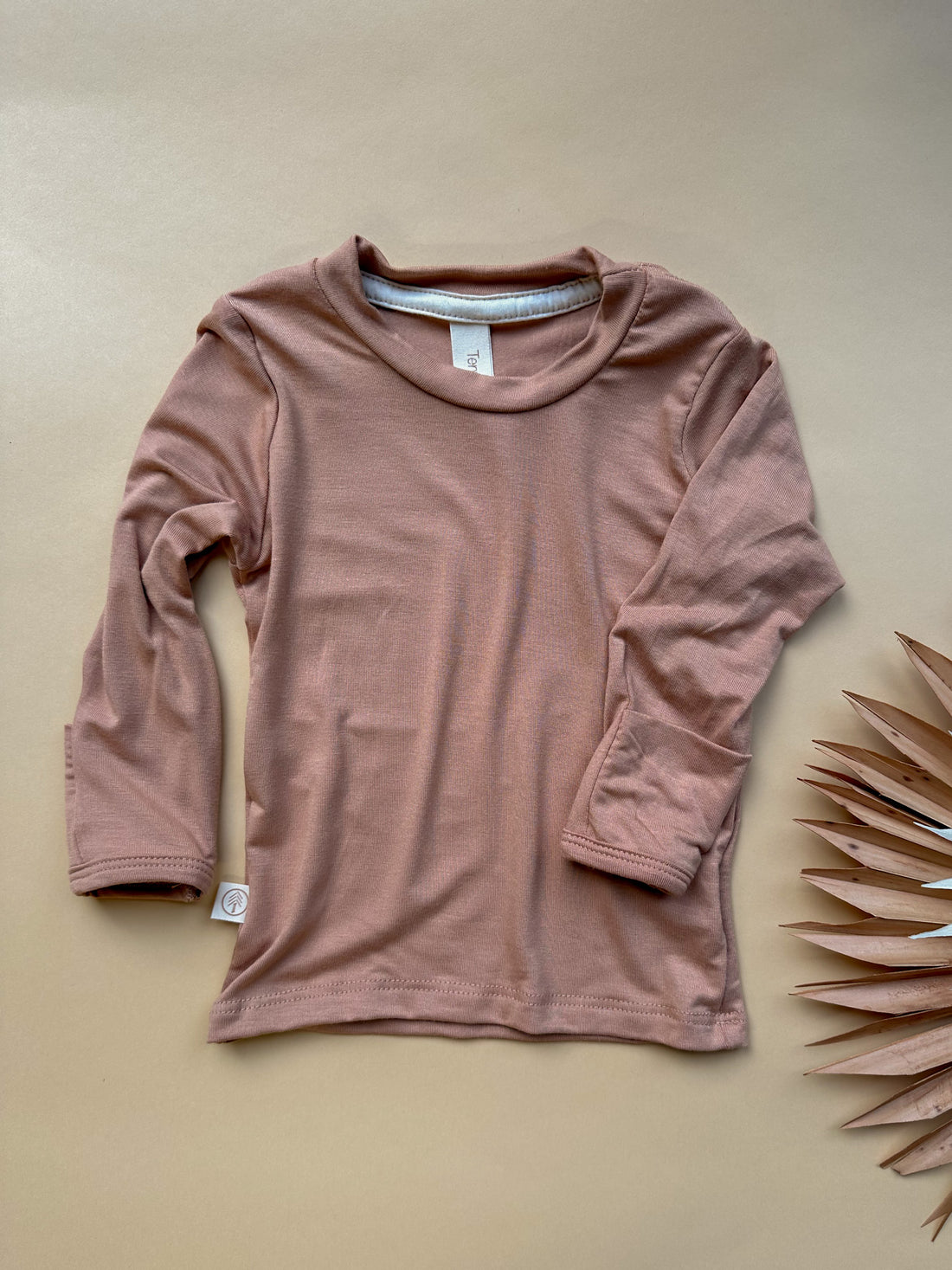 0/3m, 3/6m, 6/12m | Long Sleeve Essential Tee | Clay | Bamboo