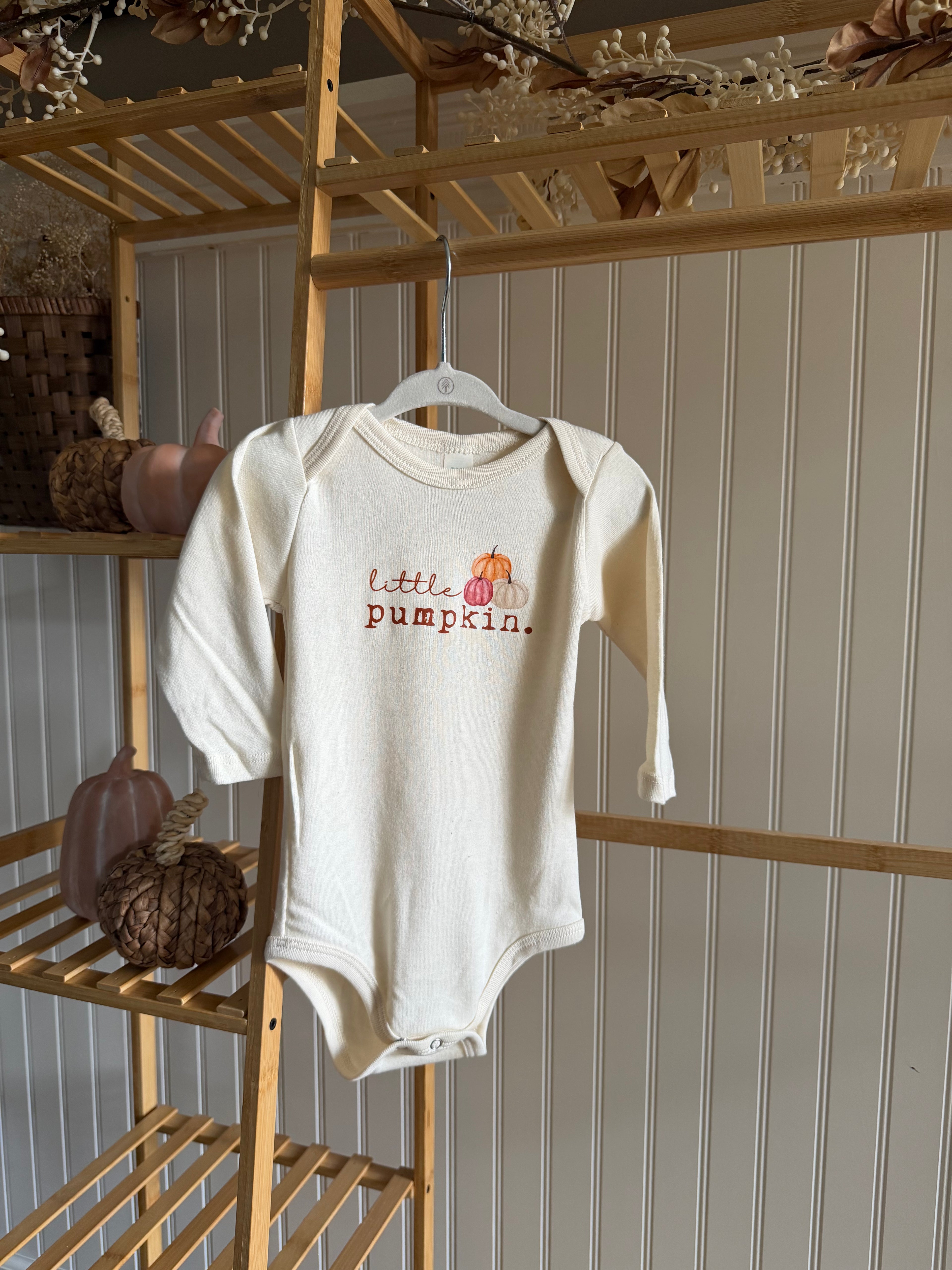 Little Pumpkin Stack Organic Bodysuit Long Sleeve