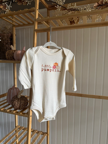 Little Pumpkin Stack Organic Bodysuit Long Sleeve