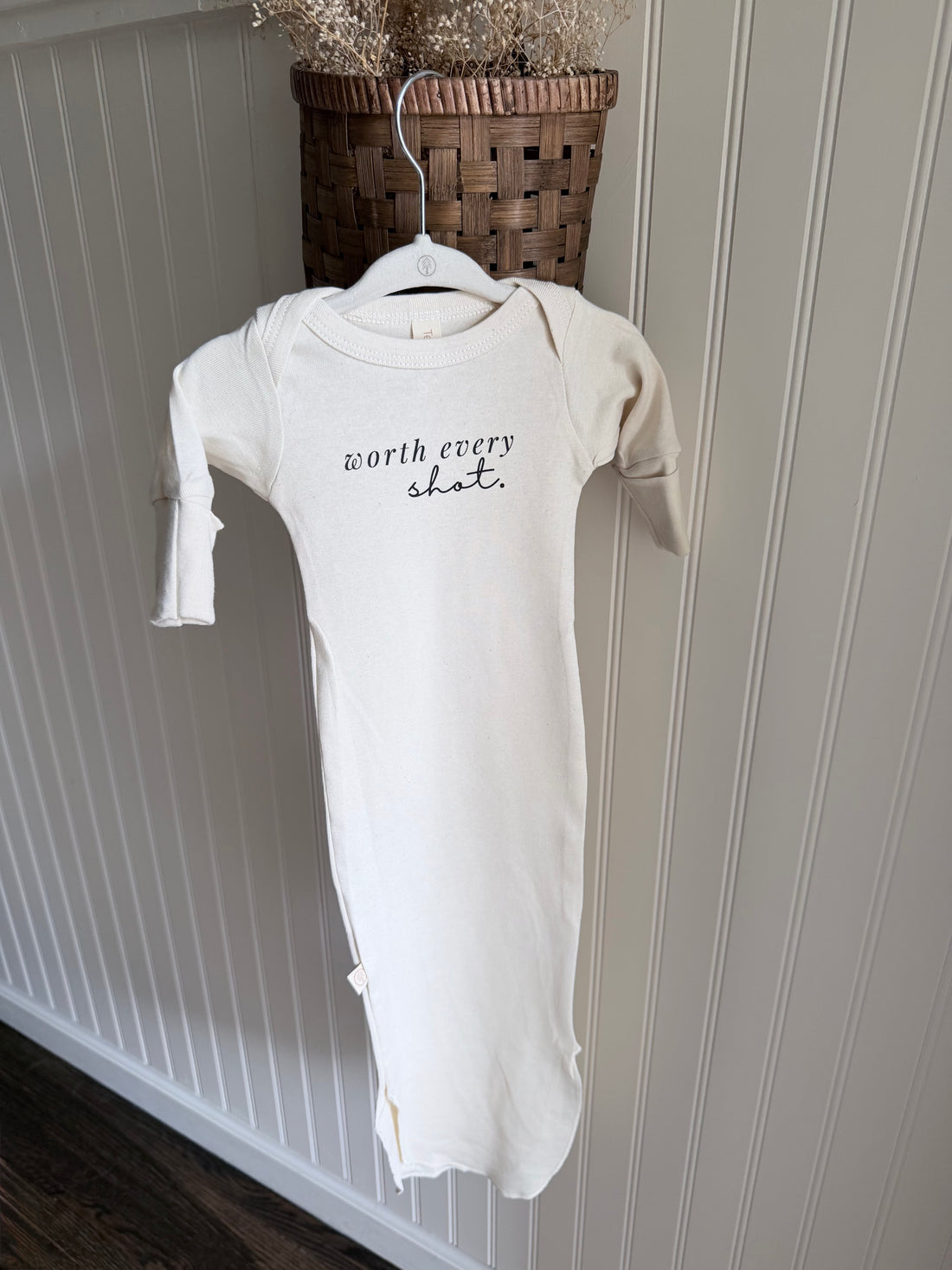 Worth Every Shot Organic Newborn Knotted Gown