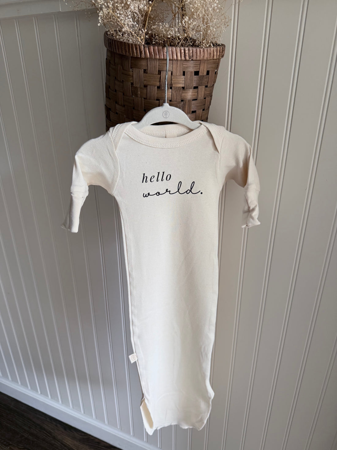 Hello World Organic Newborn Knotted Gown