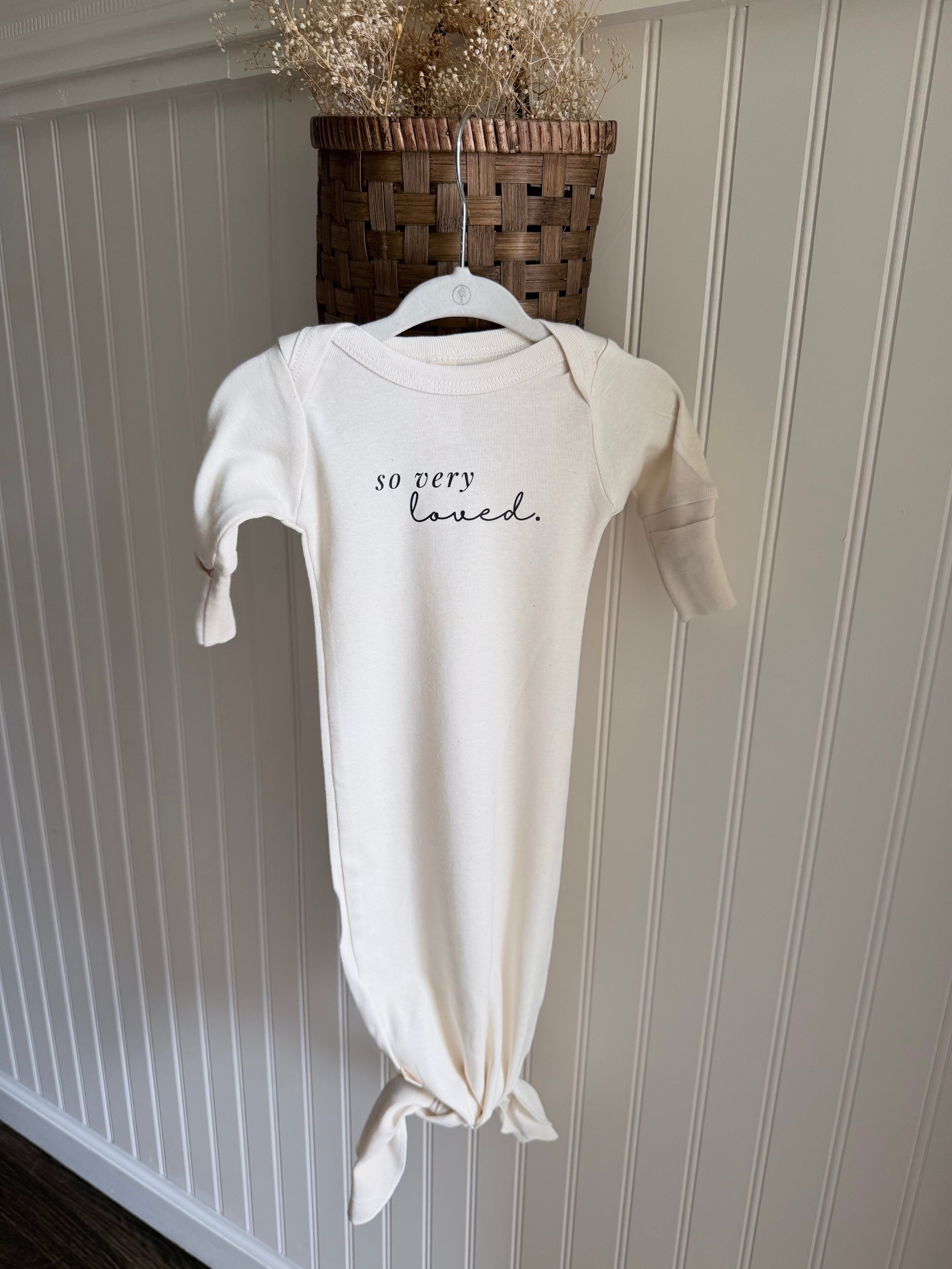 So Very Loved Organic Newborn Knotted Gown