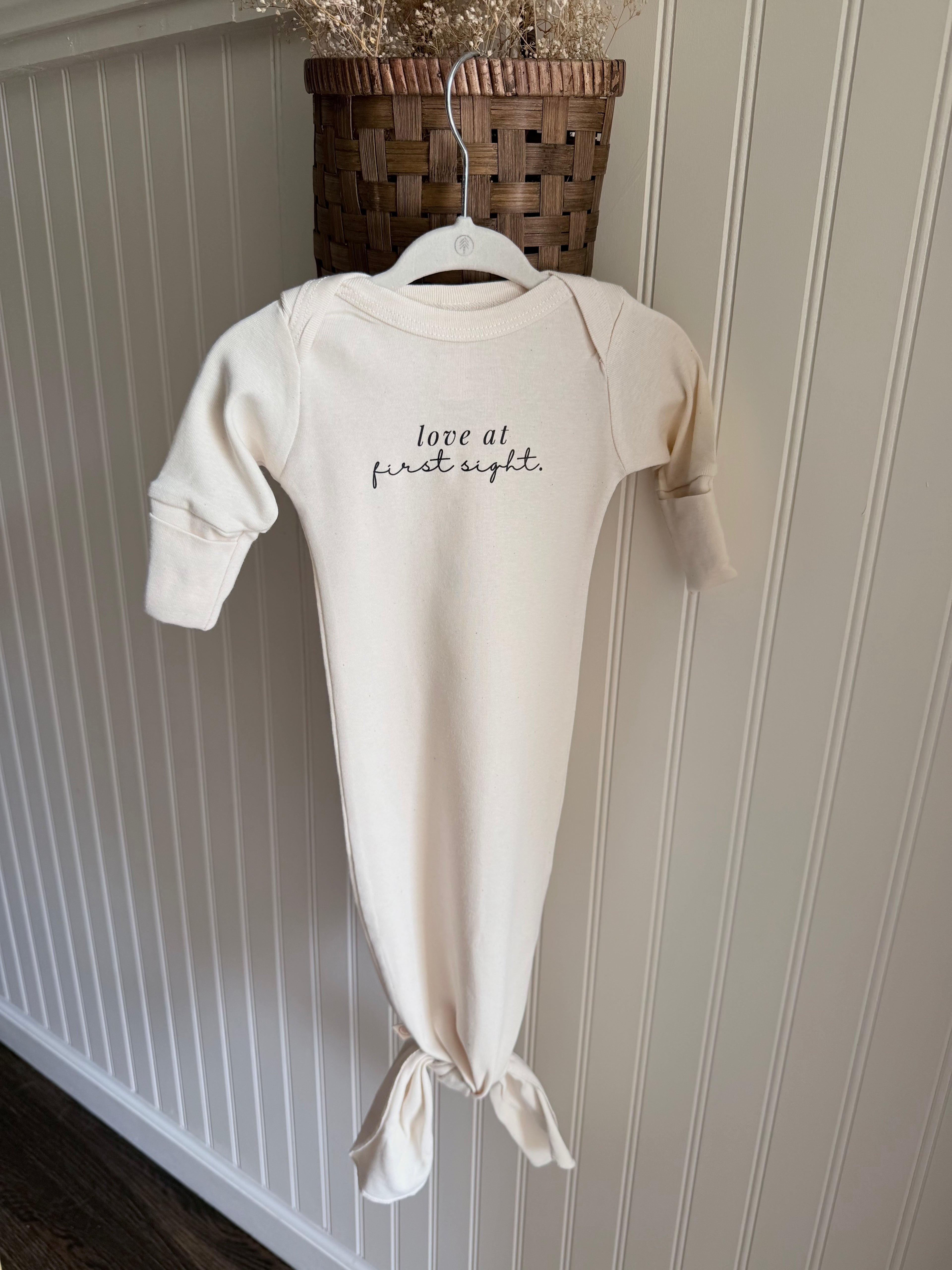 Love At First Sight Organic Newborn Knotted Gown